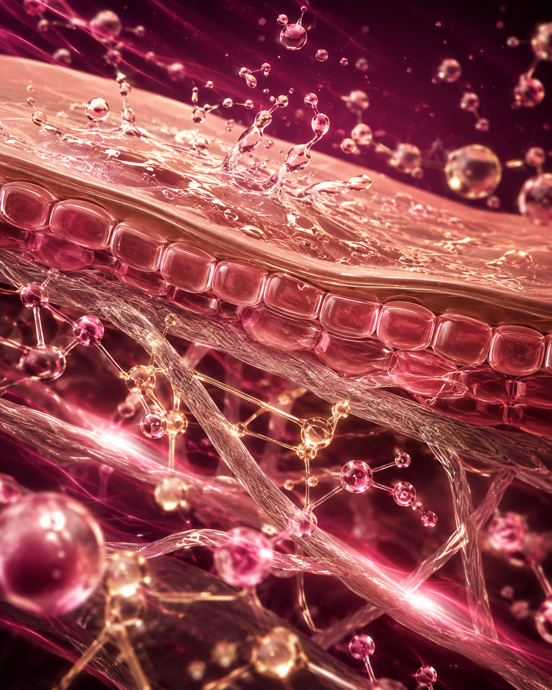 Representación cosmética del colágeno hidrolizado y la hidratación de la piel
