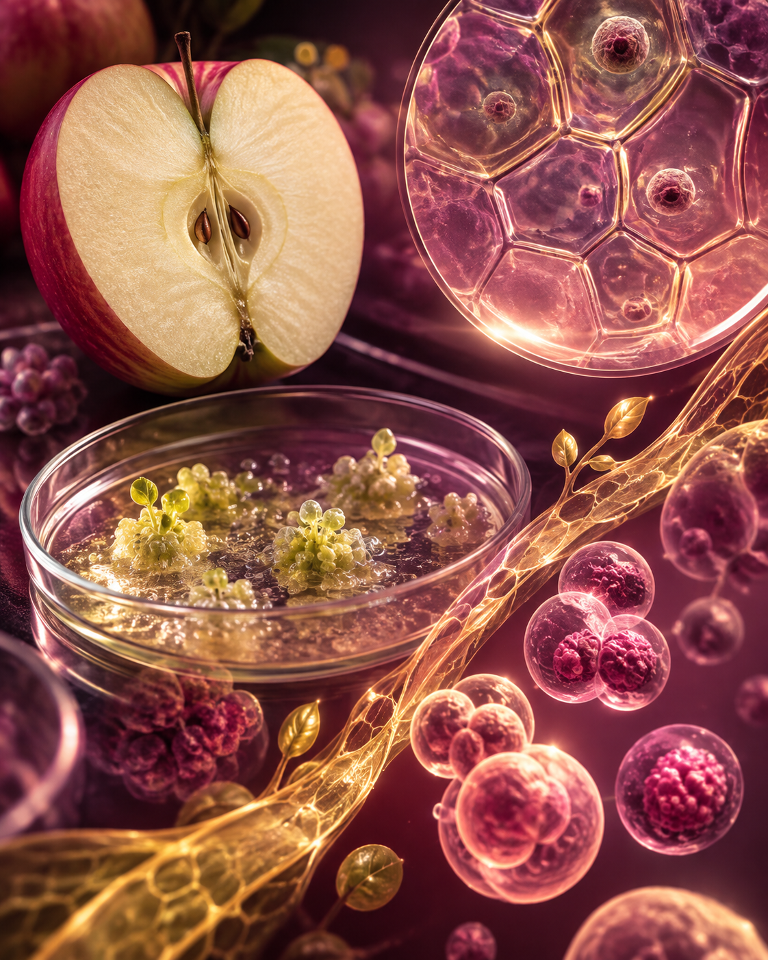 Cultivos de células madre vegetales de manzana en laboratorio cosmético